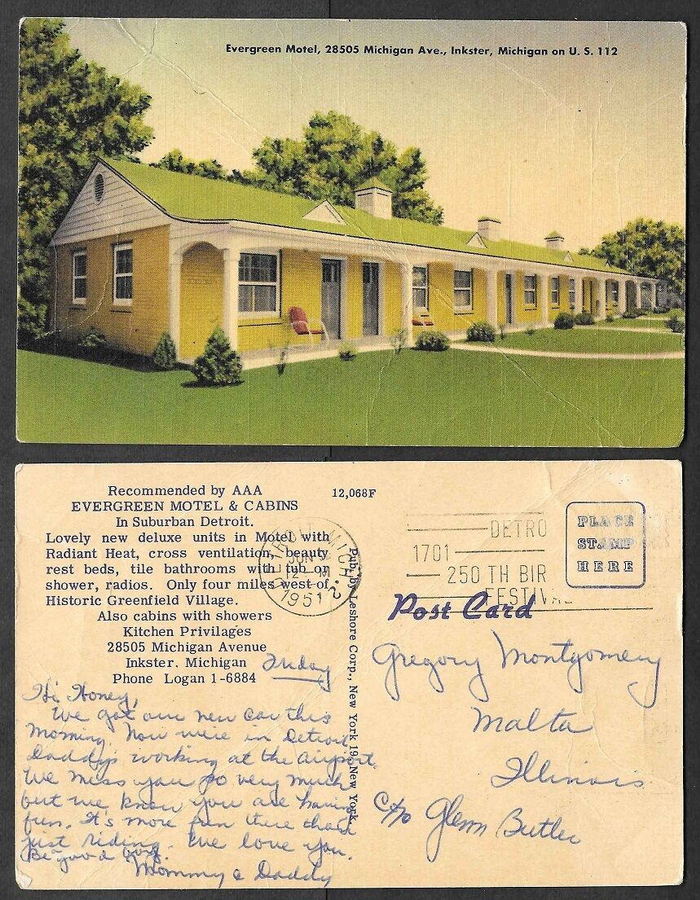 Evergreen Motel - Old Postcard And Promos